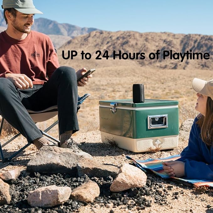 Bluetooth Speaker,MusiBaby M68 Small Portable Speaker:Speaker with BT5.3,Waterproof,Wireless,Bass,HD Sound,24H Playtime for Outdoor，Beach,Party,Stocking Stuffers,White Elephant Gifts(Blk)-CubbioJoy