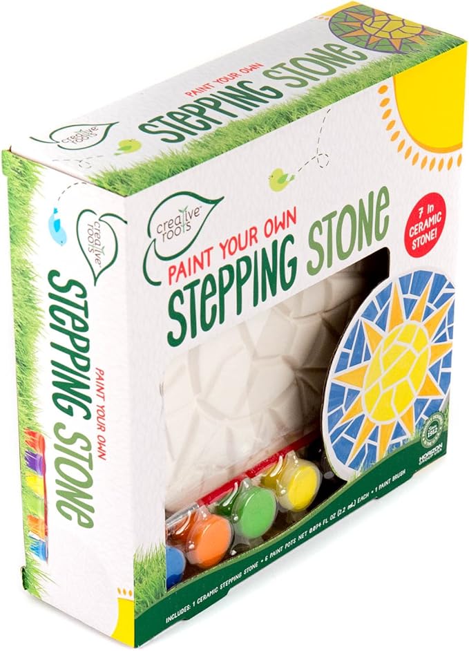 Creative Roots Mosaic Sun Stepping Stone Kit, Includes 7-Inch Ceramic Stepping Stone & 6 Vibrant Paints, DIY Garden Stone for Kids Ages 6+-CubbioJoy