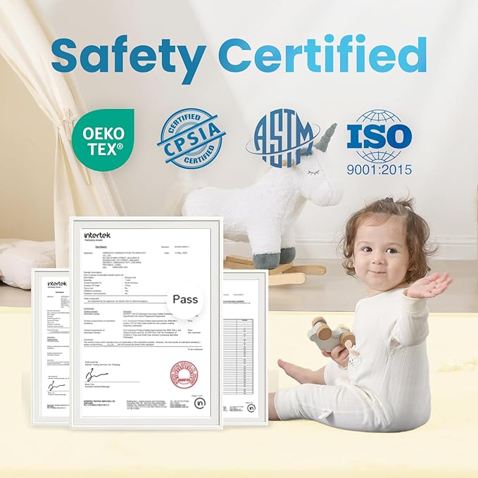 1.3" Thick Baby Play Mat for Floor Playpen, 50x50 Foam Tummy Time Mat, Padded Support Soft Plush Nursery Rug for Infant Kids Toddler Crawling Kick Activity (Ivory)-CubbioJoy