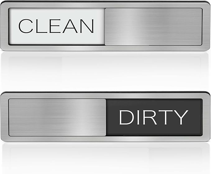 Dishwasher Clean Dirty Sign-Dishwasher Magnet Stainless Steel Clean Dirty Sign for Kitchen Organization Farmhouse Dishwasher Slide Indicator, Optional Adhesive Stickers-CubbioJoy