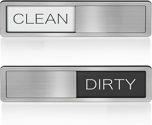 Dishwasher Clean Dirty Sign-Dishwasher Magnet Stainless Steel Clean Dirty Sign for Kitchen Organization Farmhouse Dishwasher Slide Indicator, Optional Adhesive Stickers-CubbioJoy