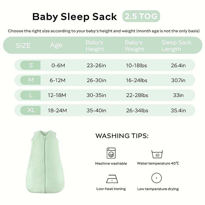 JELLYMONI Baby Sleep Sack TOG 2.5, 18-24 Months Winter Baby Wearable Blanket, 100% Cotton Infant Sleeping Sack 2-Way Zipper Warm Quilted Sleepsack-CubbioJoy
