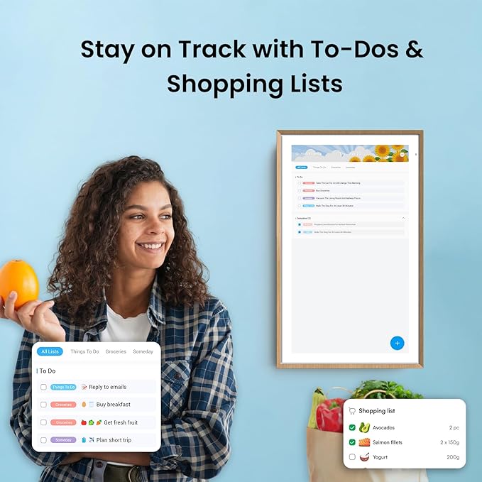 ApoloSign 21.5-inch Digital Calendar: Dual Mode Calendar with Google Play & Multi-calendar Sync, Electronic Planner & Chore Chart, Smart Touchscreen, Interactive Display for Family Schedules (Gray Wood, 21.5")-CubbioJoy