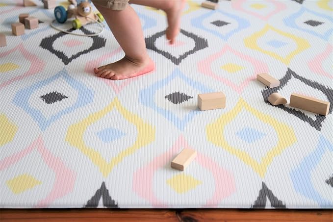Cushmat Stylish Reversible Foam Play Mat (Large, Luxe Play - Charcoal Star) - Soft, Waterproof, Durable Play mat for Infants, Babies, Toddler, Kids & Grownup - 6.5ft x 4.5ft-CubbioJoy