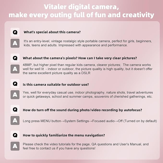 Digital Camera, Autofocus 48MP 4K Camera for Photography with 32GB Card, Portable Compact Point and Shoot Digital Camera for Teens Adult Beginner Kids with Metal Shell, 2000 mAh Battery-CubbioJoy