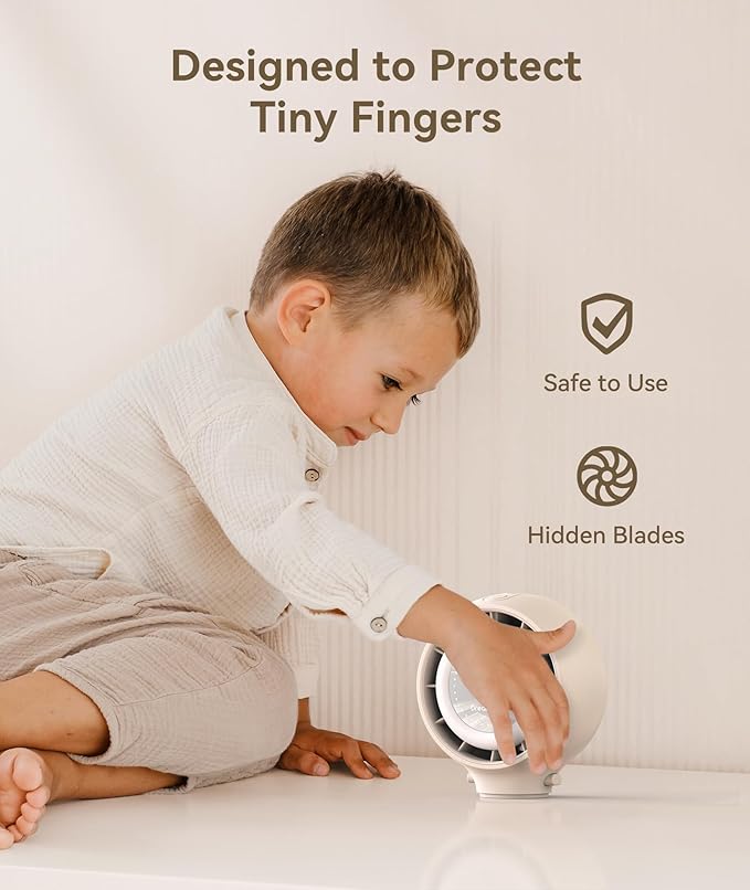 Dreamegg Portable Stroller Fan - 4000mAh Rechargeable Baby Stroller Fan With LED Display, Night Light, Hidden Blade, Detachable 4 Speed 360°Rotate, Handheld Cooling for Crib,Travel, Car Seat, Bedroom-CubbioJoy