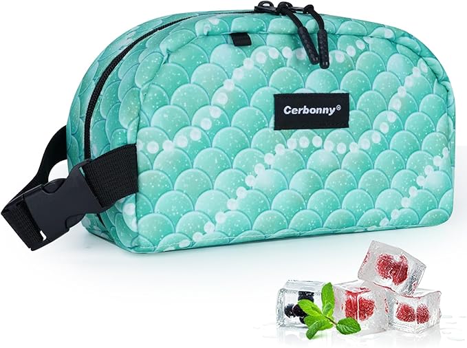 Cerbonny Small Insulated Lunch Bag (Green-Fish, 12.0 quarts) - Freezer Safe, Mini Cooler Bag for Work School Travel, Fits Yogurt, Suitable for Kids/Adults-CubbioJoy