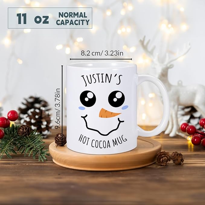 Custom Christmas Mugs Personalized Hot Cocoa Mug for Kids Snowman Hot Chocolate Mug Customized Winter Holiday Mugs 11 oz Christmas Ceramic Mug Xmas Gifts for Boys Girls Family Christmas Decorations-CubbioJoy
