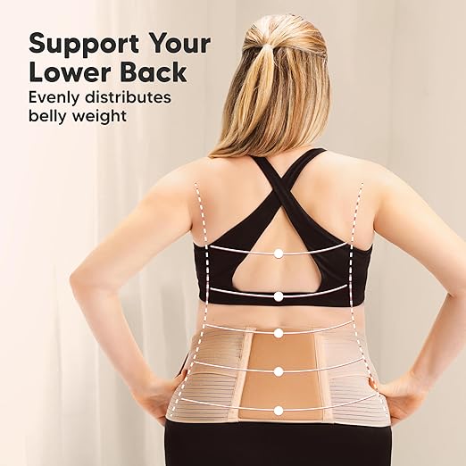 2-in-1 Maternity Belly Bands for Pregnant Women - Easy to Use Pregnancy Belly Support Band for Back, Pelvic, Hip, Adjustable Maternity Belt Support, Comfortable & Soft (Classic Ivory, One Size)-CubbioJoy