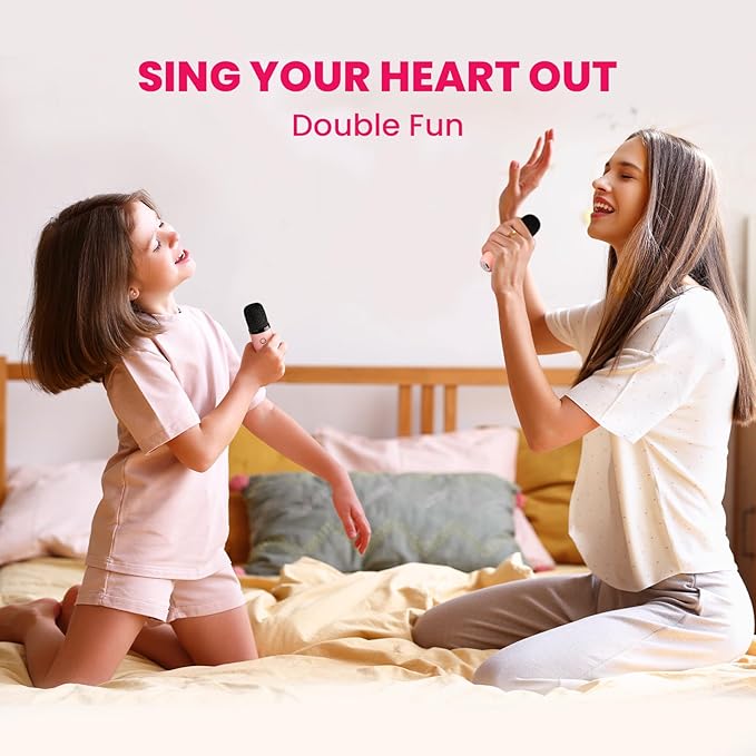 IROO Mini Karaoke Machine for Kids, 2025 TOP Toys Birthday Gifts Ideas for Girls Ages 4, 5, 6, 7, 8, 9, 10, 12+ Years Old, Portable MP3 Player with 2 Wireless Mics for Party-CubbioJoy