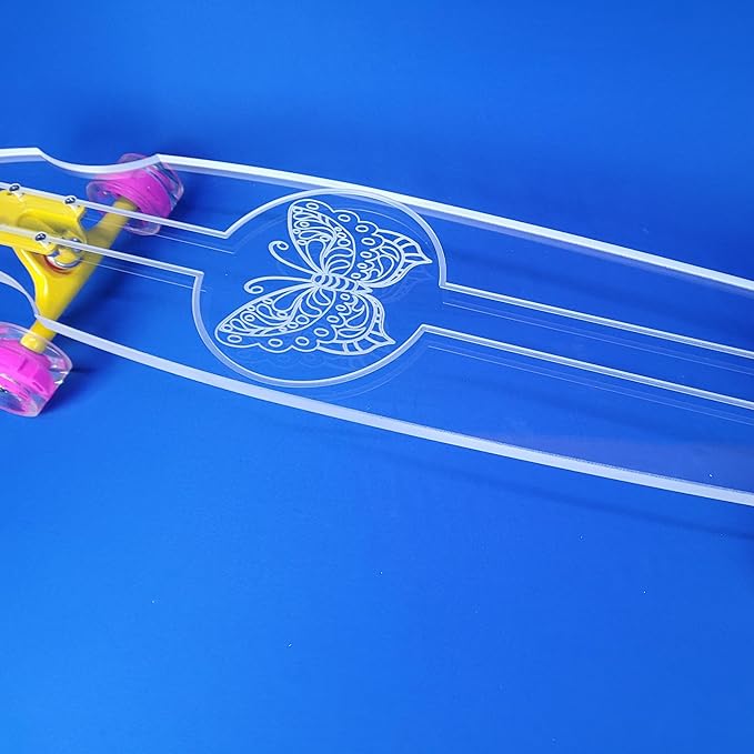 Clear Longboard Skateboard - Transparent Acrylic Long Boards with Light-Up LED Wheels for Smooth Rides - Ride The Streets in Style with Longboard Built for Beginners & Pros Alike-CubbioJoy