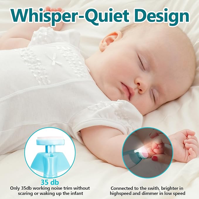 Baby Nail Trimmer Electric, 6 in 1 Rechargeable Baby Nail Clippers Manicure Set Grooming Kit for Toddler Infant or Adults (Blue)-CubbioJoy