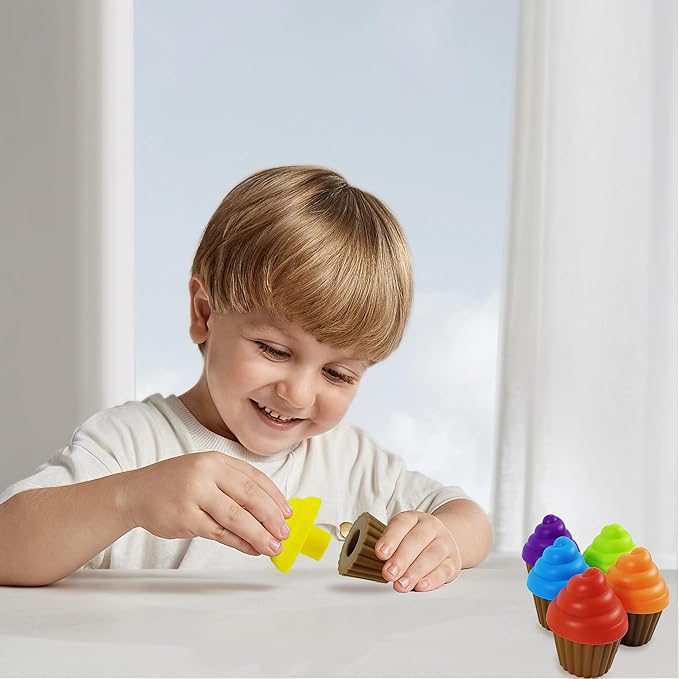 Cupcake Toy Toddler Toy Learning Colors and Shape-Shape Sorting Toys for Toddlers-Geometry Manipulatives Toddler Sensory Toys for Kids 1-3 - Child Montessori Toys for 18 Month Old Girls Boys-CubbioJoy