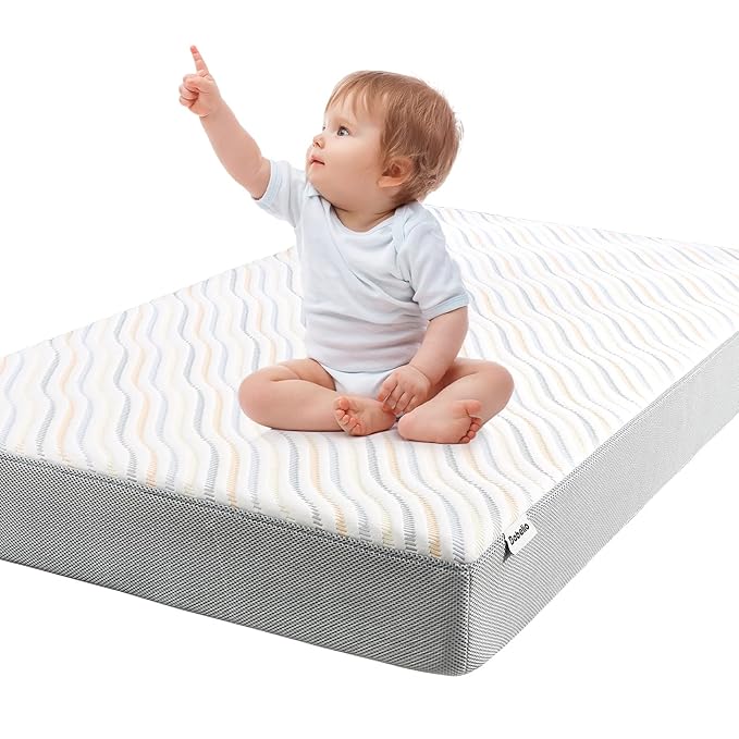 BABELIO Biobased Crib and Toddler Mattress Dual-Sided, CertiPUR-US, Removable Waterproof and Machine-Washable Cover, 52"x27.5"x5"-CubbioJoy