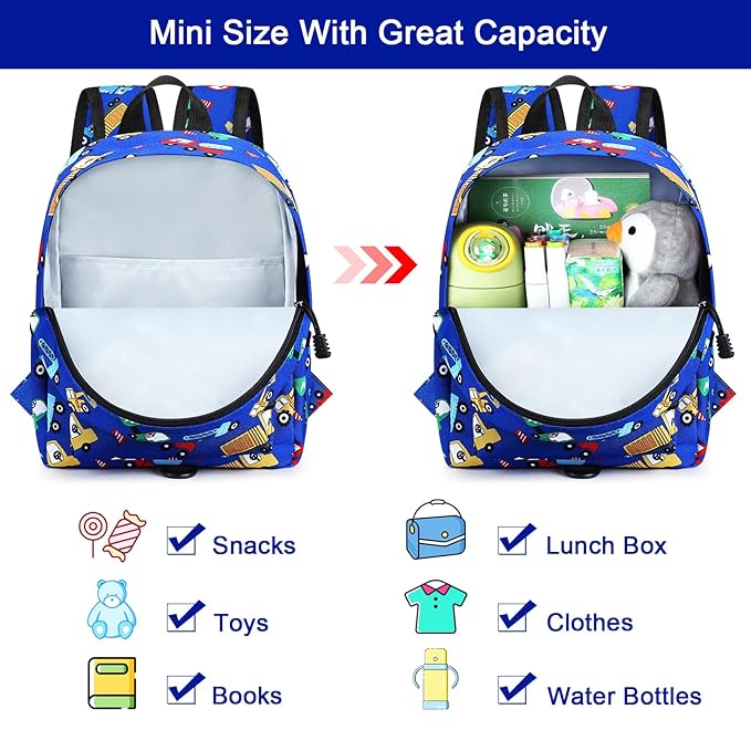 Accmor Toddler Backpack with Leash, Cute Kids Backpacks with Anti Lost Wrist Link, Mini Baby Backpack Leash Walking Harness for Outdoor Travel, Small Excavator Backpack Tether Protector for Boys-CubbioJoy