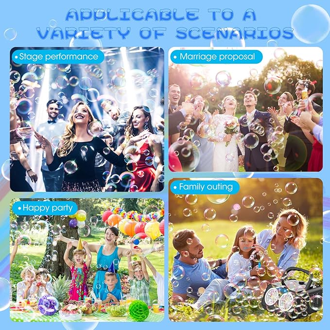 Bubble Machine Portable Bubble Machine for Kids with 2 Fans,Plug in or Battery Operated Bubble Blower,20000+ Bubbles Per Minute Bubbles for Outdoor Wedding Birthday Halloween-CubbioJoy