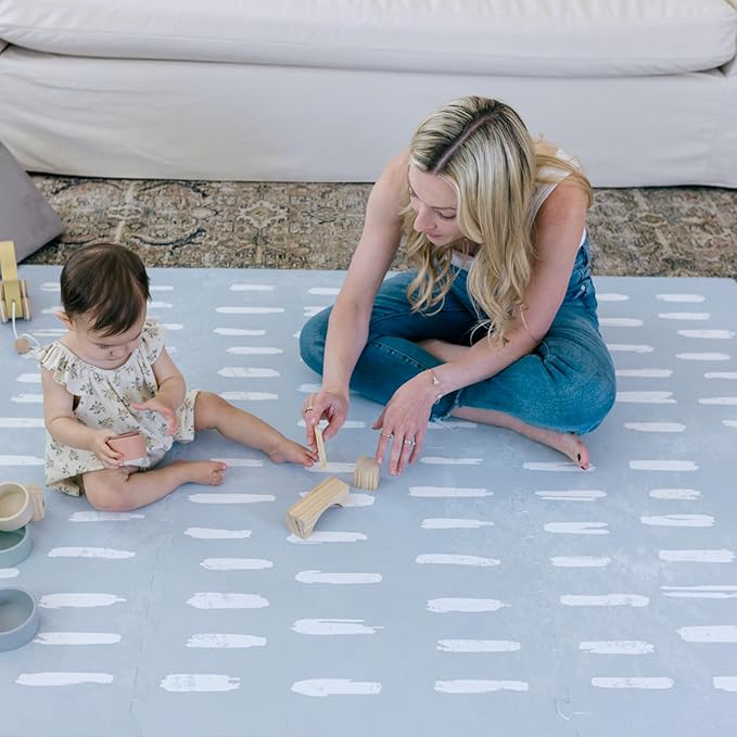 Baby Play Mats for Floor - Shoreline (6x6ft) - Premium EVA Foam Play Mat for Babies & Toddlers - Perfect for Tummy Time, Crawling, Playroom - Stylish & Comfortable Kids Play Mat-CubbioJoy