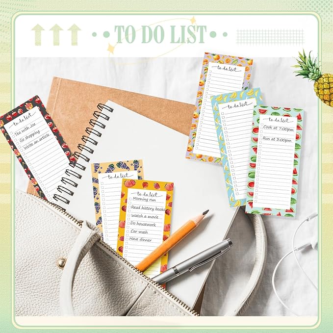 Censen 10 Pack 500 Sheets To Do List Notes Daily Checklist Notepads with 50 Sheets Each Undated Color Memo Pad Block Shopping List Pad Weekly Plan Notepad Organizer Planners(Fruit Color,Lined)-CubbioJoy