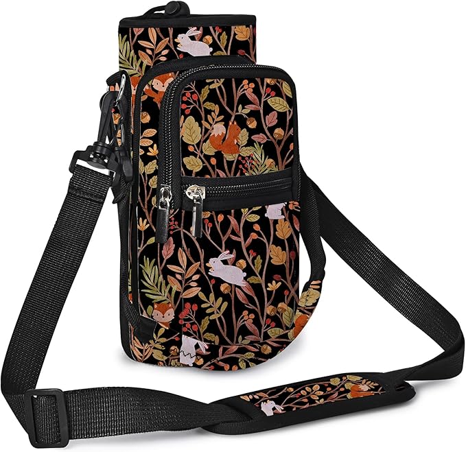 25/32/40/64oz Water Bottle Bag Holder Carrier-Insulated Crossbody Sling Case Sleeve with Strap & Pockets for Men Women Gym Cycling Travel Walking Hiking Camping-CubbioJoy