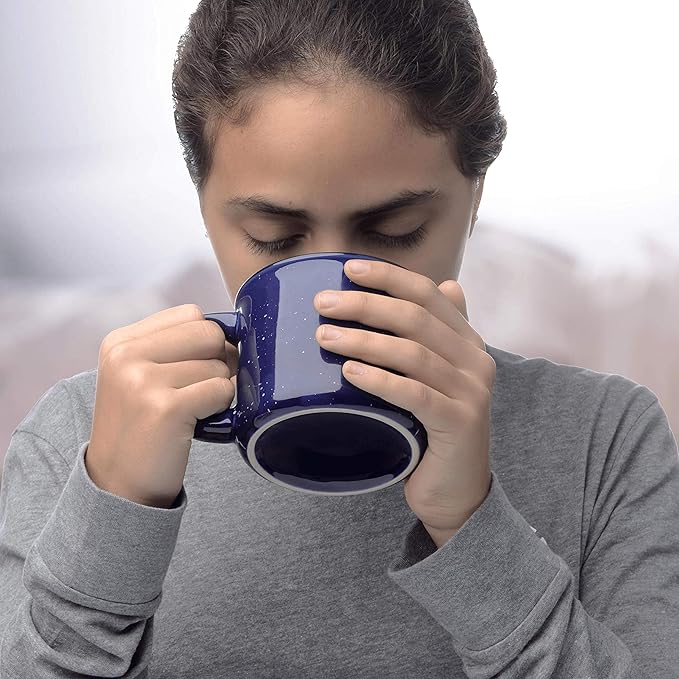 DISCOUNT PROMOS Ceramic Campfire Coffee Mugs 13 oz. Set of 10, Bulk Pack - Perfect for Tea, Espresso, Cappuccino, Hot Cocoa - Blue-CubbioJoy