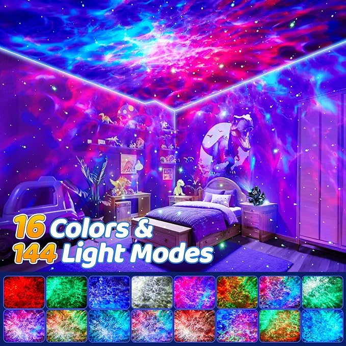 Dinosaur Baby Sound Machine Night Light Projector, 22 White Noise Machine Baby 5.3 Bluetooth Speaker, 196Color Remote Control | Toddler Night Light for Kids, Boy Gift Dinosaur Decor Galaxy Light-CubbioJoy