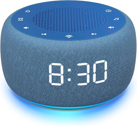 Buffbee Sound Machine & Alarm Clock 2-in-1, 0-100% Clock Face Brightness, Bottom Colored Light, Sleep Timer, Precise 30-Level Volume Control White Noise Machine - Twilight-CubbioJoy
