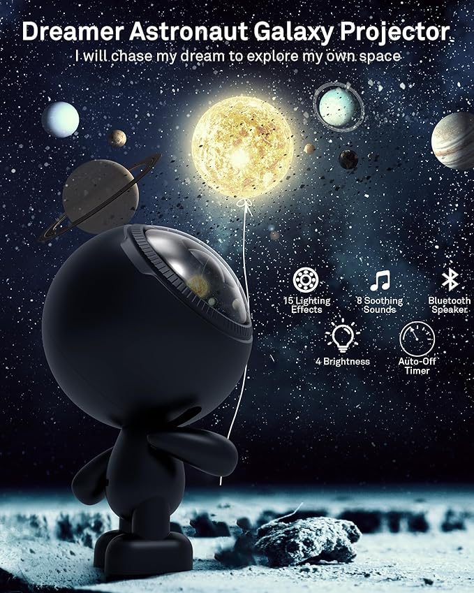 AIRIVO Star Projector,Astronaut Galaxy Projector Night Light Bluetooth Speaker with Remote,White Noise,Interactive Posture Adjust,Room Bedroom Decor,Birthday Christmas Gifts for Kids Adults-CubbioJoy
