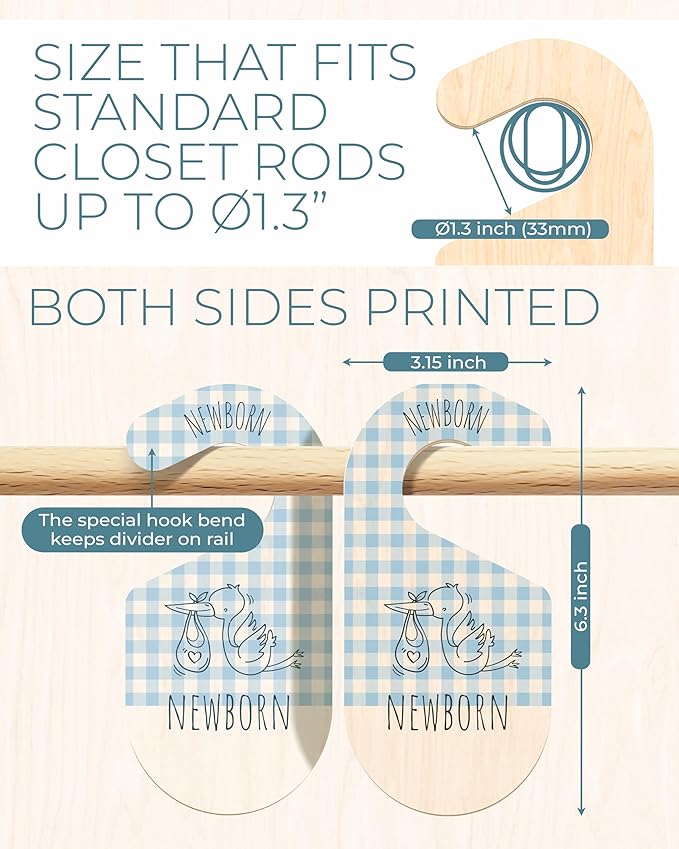Baby Closet Dividers - Blue Baby Clothes Organizer for Nursery Decor, Storage & Organization - 8 Size Closet Dividers for Hanging Clothes, Gender Neutral Nursery Must Haves & Essentials-CubbioJoy
