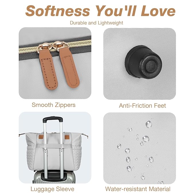 Diaper Bag Tote, Large Diaper Bags Waterproof, Hospital Bag for Labor Delivery, Baby Bag with Pacifier Case, Travel Diaper Tote with Changing Pad, Grey-CubbioJoy