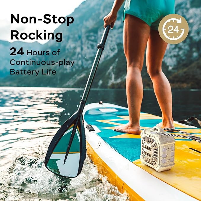 INSMY Shower Bluetooth Speaker, IP67 Waterproof Portable Small Multi Sync 100+ Speakers, Big Volume Booming Bass, 24H Playtime/Floatable/RGB Lights for Outdoor/Kayak/Beach/Golf (Khaki)-CubbioJoy