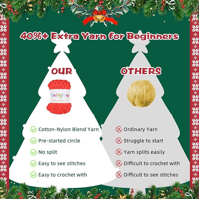 Christmas Snowman Crochet Kit for Beginners, Crochet Starter Kit for Kids Adults, Learn to Crochet w/Step-by-Step Video Tutorials, Pre-Started Yarn, Hook, DIY Amigurumi Craft Gifts for Christmas Décor-CubbioJoy