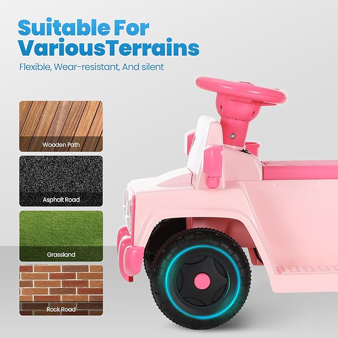 6V Toddler Ride-On Car with Horn LED Front Light Rear Storage and Eyes Theme – Fun & Safe Electric Car for Boys & Girls 18+ Months – Perfect for Little Explorers(Pink Eyes)-CubbioJoy