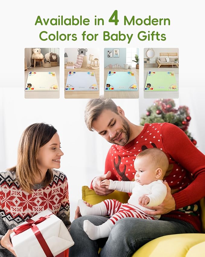 Baby Play Mat, Unique Crawling Mats with 4 Sensory Development Zones for Motor Skills, 50''x50'' Playpen Mats with Non-Slip Cushioned that Fits Nicely Into Any Playroom, Beige-CubbioJoy