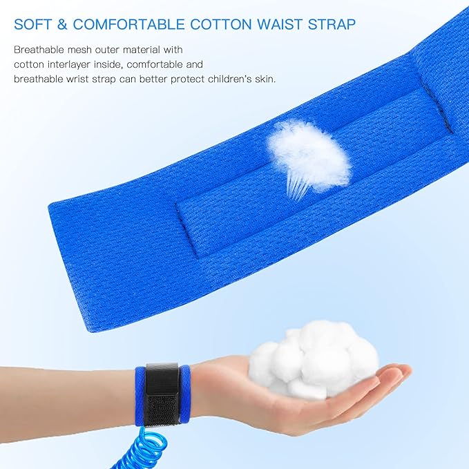Anti Lost Wrist Link for Toddlers, Safety Toddler Leash, Child Leash, Wrist Leash for Babies and Kids, Children's Safety Wristband for Outdoor, Family Travel(8.2ft/2.5m,Blue)-CubbioJoy