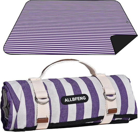 60”x 80” Picnic Blanket Waterproof and Foldable Beach Blanket, 5-Layer Outdoor Mat with Carry Strap for 6 to 8 Adults, for Camping, Park, Beach, Grass, Indoors…-CubbioJoy