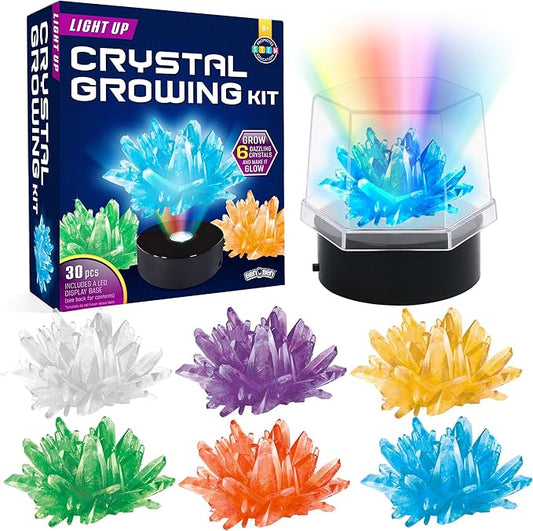 BenBen Crystal Growing Kit for Kids, Grow 6 Crystals with Light Up Display Stand, Educational STEM Toys for Girls and Boys, Science Kit for Kids Age 8-14, Birthday Gifts Science Experiments-CubbioJoy