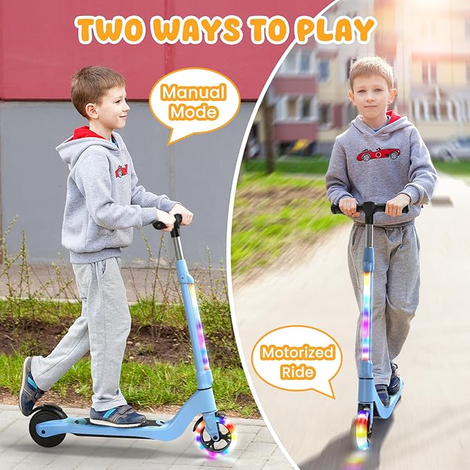 CBD Electric Scooter for Kids, 6 Mph Top Speed, Up to 5 Miles Range, 5.3" Solid Tires Wheel and Front Light, Kick Scooter Adjustable Height for Kids Age 6-12-CubbioJoy