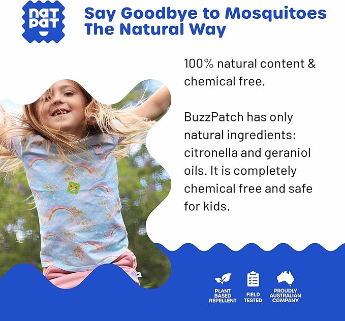 BuzzPatch Mosquito Patch Stickers for Kids (60 Pack) - All Natural, Plant Based Ingredients, Non-Toxic, DEET Free, Citronella Essential Oil Insect Patches, for Toddlers, Babies, Children (2)-CubbioJoy