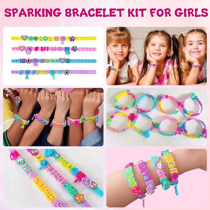 Art & Craft Kits for Kids, DIY Friendship Bracelet Making Kit for Girls, Jewelry Making with Charm & Stickers, Birthday Gifts for Ages 5-12, Toys for Ages 5, 6, 7, 8, 9, 10, 11, 12 Years Old-CubbioJoy