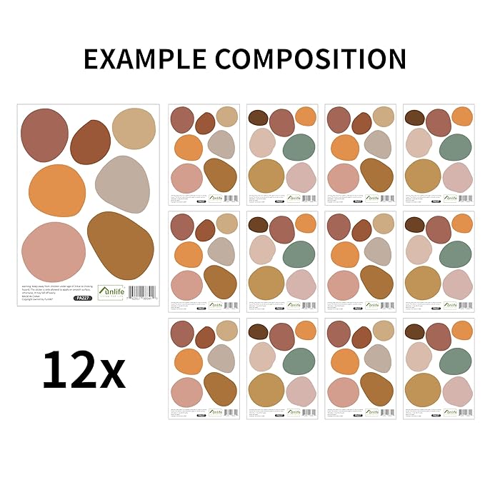 Boho Polka Dot Wall Decals 84 PCS, Boho Wall Sticker for Girls Room Living and Playroom Nursery, Removable Wall Decals Kids Room Decor Vinyl Murals DIY Cute Decorations (12 Sheets)-CubbioJoy