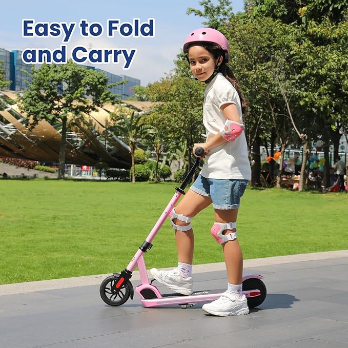 Caroma Electric Scooter for Kids Ages 6-12,150W/180WMotor,10 MPH Max Speed & 7 Miles,Colorful Lights,Adjustable Height & Speed,LED Display,Foldable Kids Electric Scooter 132 Lbs Max Load,Idea Gift-CubbioJoy