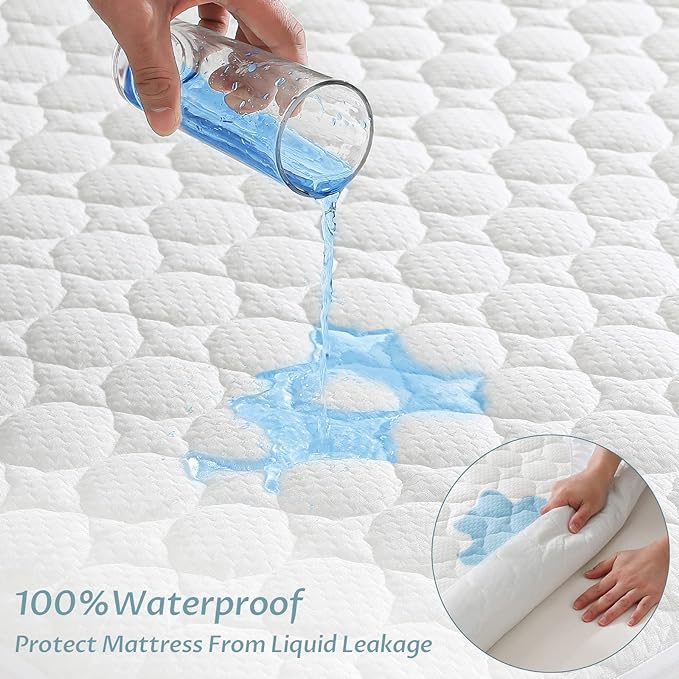 California King Size Waterproof Mattress Protector Fitted Quilted Mattress Pad Cover with Deep Pocket Up to 18''-CubbioJoy