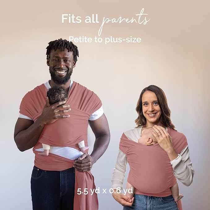 Boba Baby Wrap Carrier – Original Baby Sling Carrier for Newborns (7–35 lbs), Soft, Secure, Hands-Free & Ergonomic, Ideal for Comfortable Bonding, New Parents (Dusty Pink)-CubbioJoy