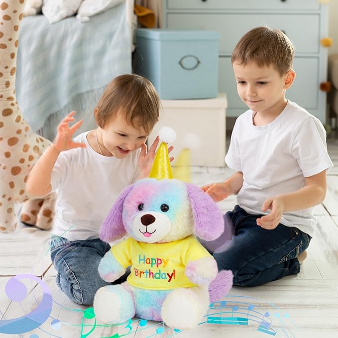 Cuteoy Happy Birthday Dog Musical Stuffed Animal Shaking Singing Dancing Plush Puppy Toy Electric Interactive Animated Plushies Gifts for Kids Girls Boys-CubbioJoy