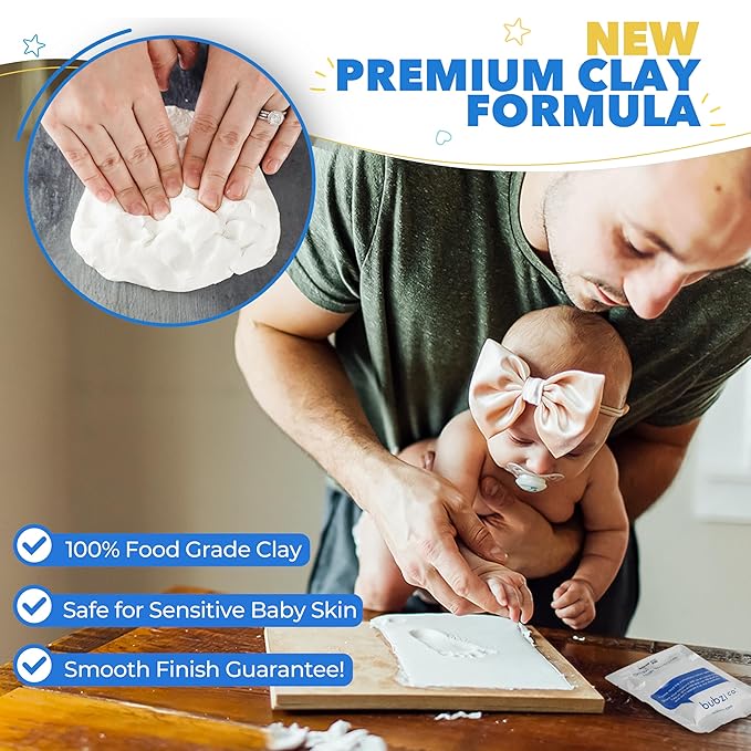 Bubzi Co Baby Footprint Kit, Baby Foot and Hand Print Kit, Baby Keepsake Frame, Nursery Pictures Frames, Hand Print Mold Kit, New Mom Gifts, Baby Newborn Essentials Must Haves, Baby Shower Gifts-CubbioJoy