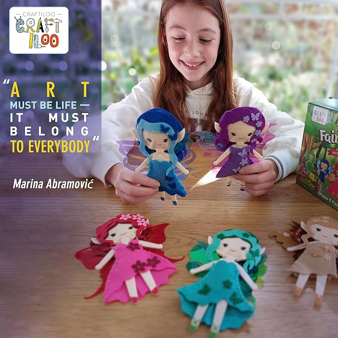 CRAFTILOO Fairy Elves Sewing Kit for Kids, Fun and Educational Fairytale Craft Set for Boys and Girls Age 7-12, Sew Your Own Felt Fairy Craft Kit for Beginners (Garden Rainbow Fairies Kit)-CubbioJoy