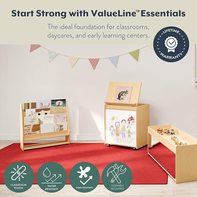 Angeles Value Line Book Display, Classroom Organization, Kids Bookshelf, Assembly Required, 29" L x 10" W x 30" H-CubbioJoy