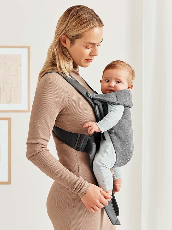 BabyBjörn Baby Carrier Mini, Dark Gray, 3D Jersey Infant Carrier (7-25 lbs), Ergonomic, Easy-to-Use-CubbioJoy