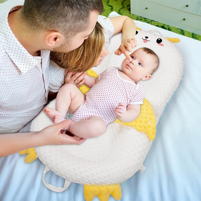 Baby Lounger for Newborn & Infant – Duckling Delight | Soft 100% Cotton Cover, Lightweight, Washable, Portable Infant Support Cushion by Sprinta-CubbioJoy