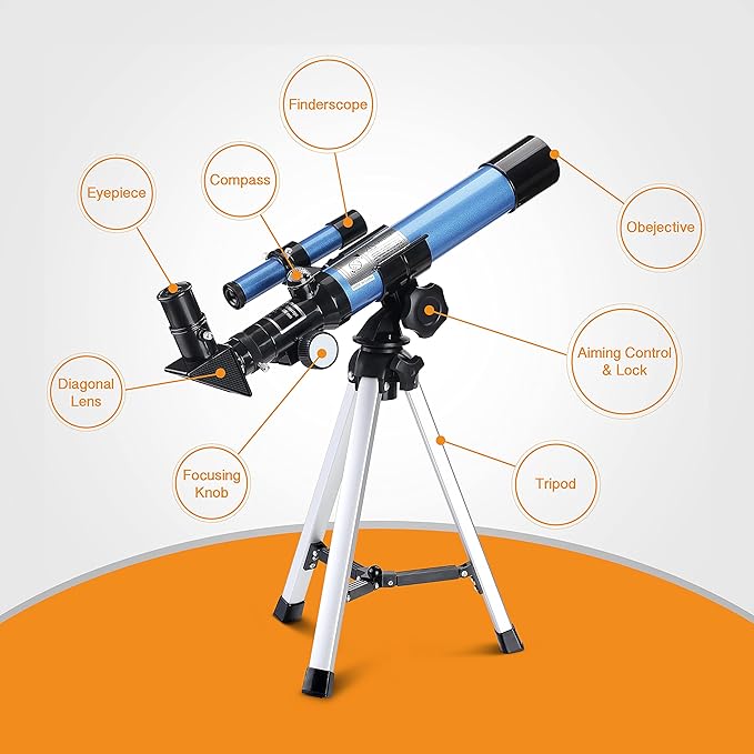 AOMEKIE Telescopes 40/400 with Tabletop Tripod 2 Eyepieces Portable Telescopes for Astronomy Beginners with Finderscope and Compass,Space, Gifts-CubbioJoy